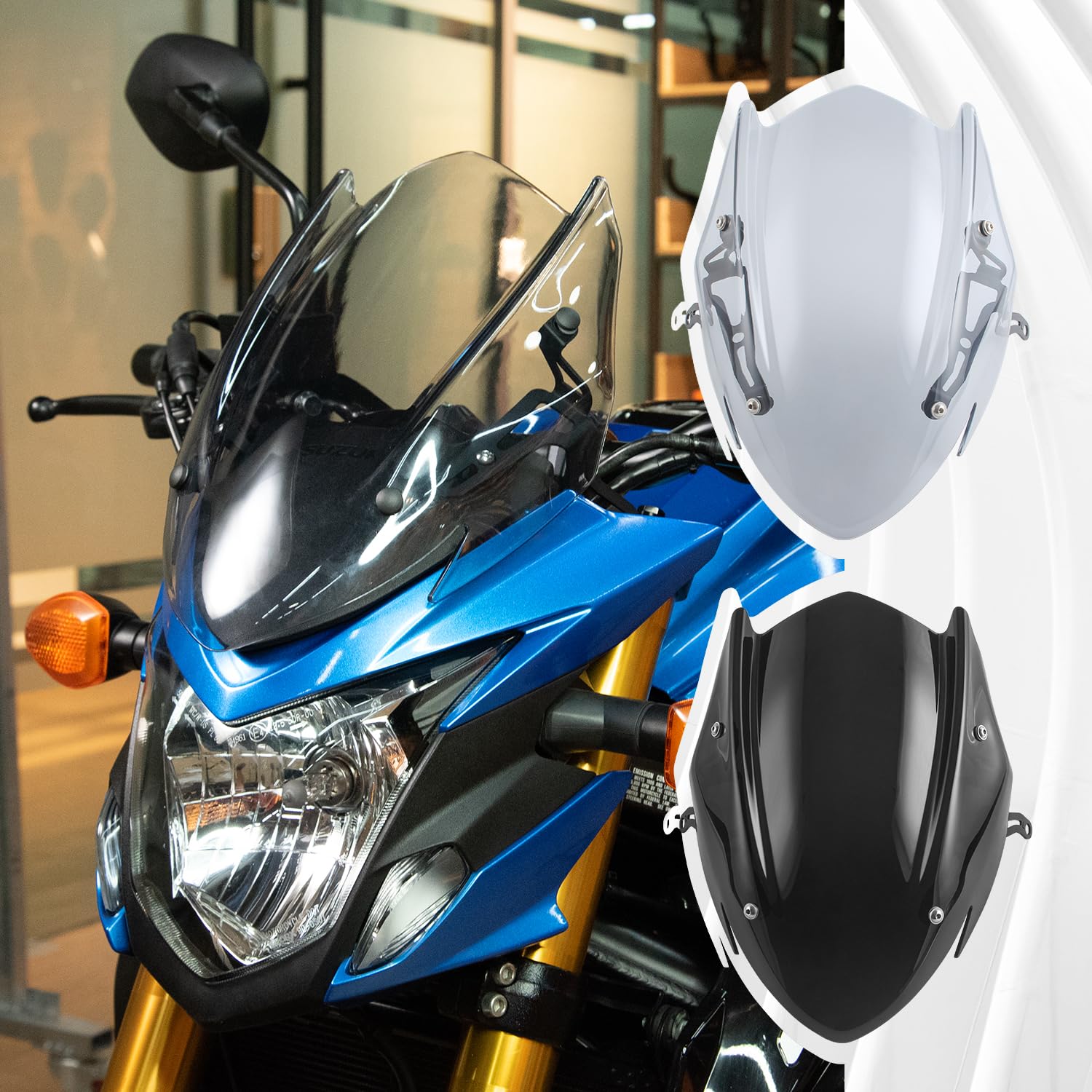 TaTonCycle Motorrad GSXS-750 Windschutzscheibe Schutzschirm-Visier mit Montage Halterung Windschild kompatibel mit S-uzuki GSX-S750 GSXS750 2017 2018 2019 2020 2021 2022 2023 (Schwarzer Rauch) von TaTonCycle