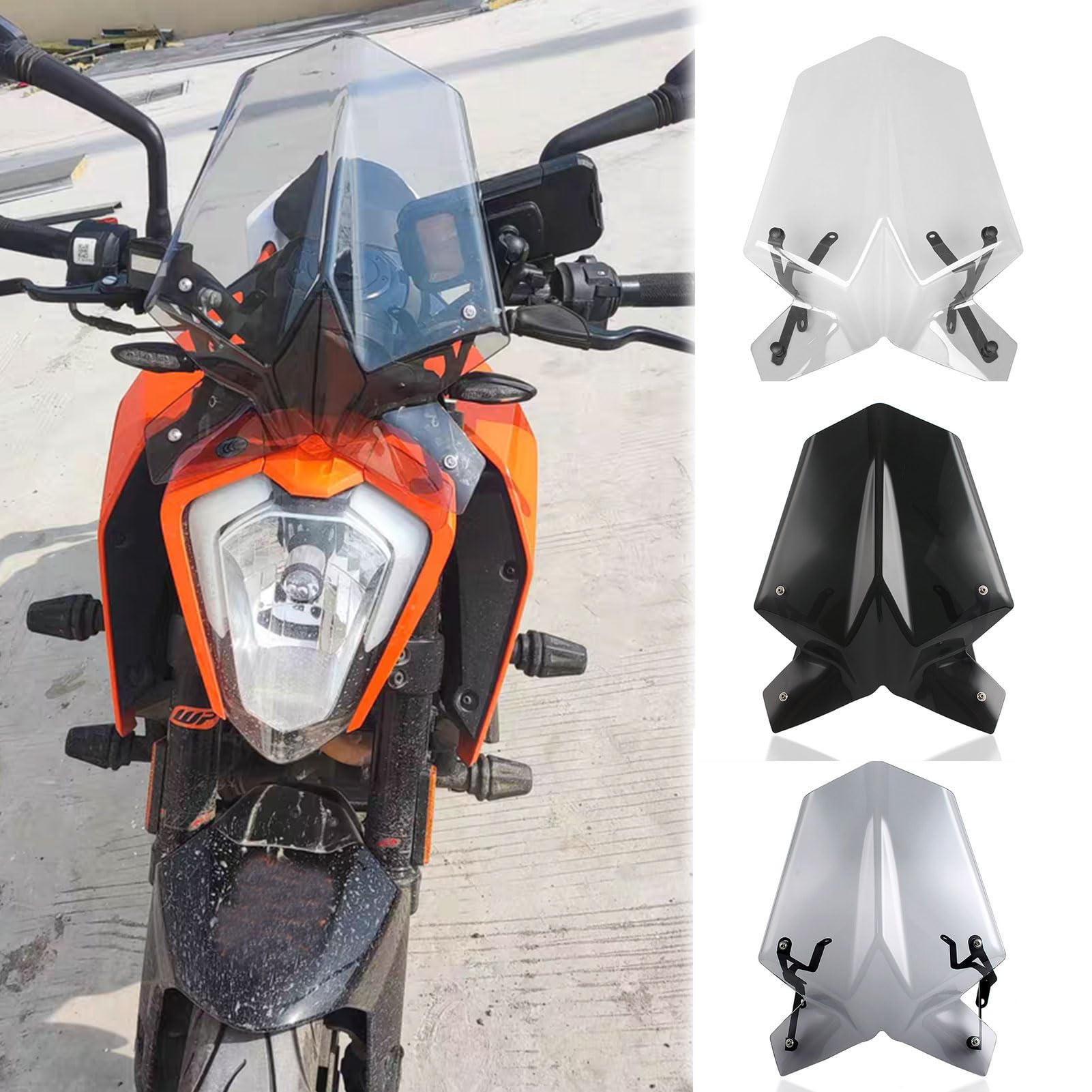 TaTonCycle Motorrad Racing Windschutzscheibe Windabweiser für Duke 390 Duke 125 Duke 390 Duke 125 2017 2018 2019 2020 2021 2022 2023 Doppelblasen Windschutzscheibenvisier (Grauer Rauch) von TaTonCycle