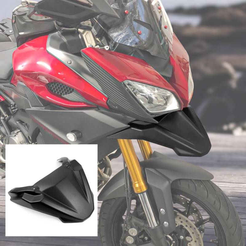 TaTonCycle Motorrad Schwarz Vorderrad Kotflügel Scheinwerfer Tretlagerhalterung Schnabel Power Nose Cone Extender Cowl Kompatibel mit Ya-m-aha Tracer 900/GT MT FJ 09 Tracer 2015–2020 von TaTonCycle