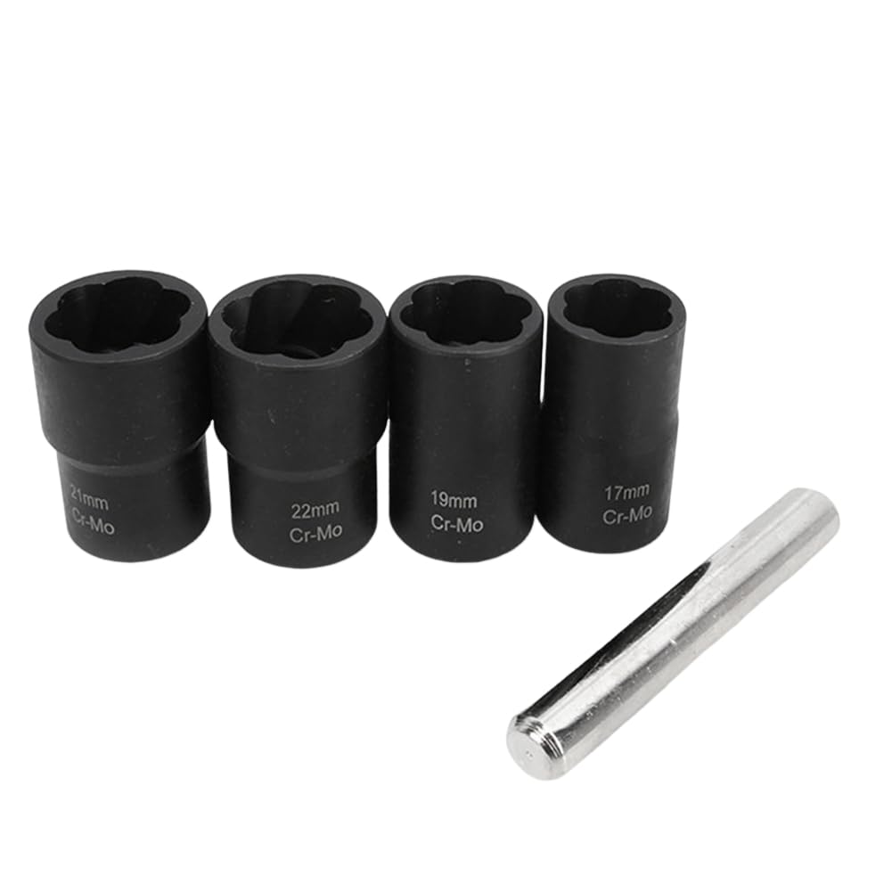 Tacell 17-22 mm Auto Reifen Beschädigte Schraubenentferner Demontage Gewinde Werkzeug Set Kit 5-Teiliges Reparatur Schraubenschlüssel Steckschlüssel Set von Tacell