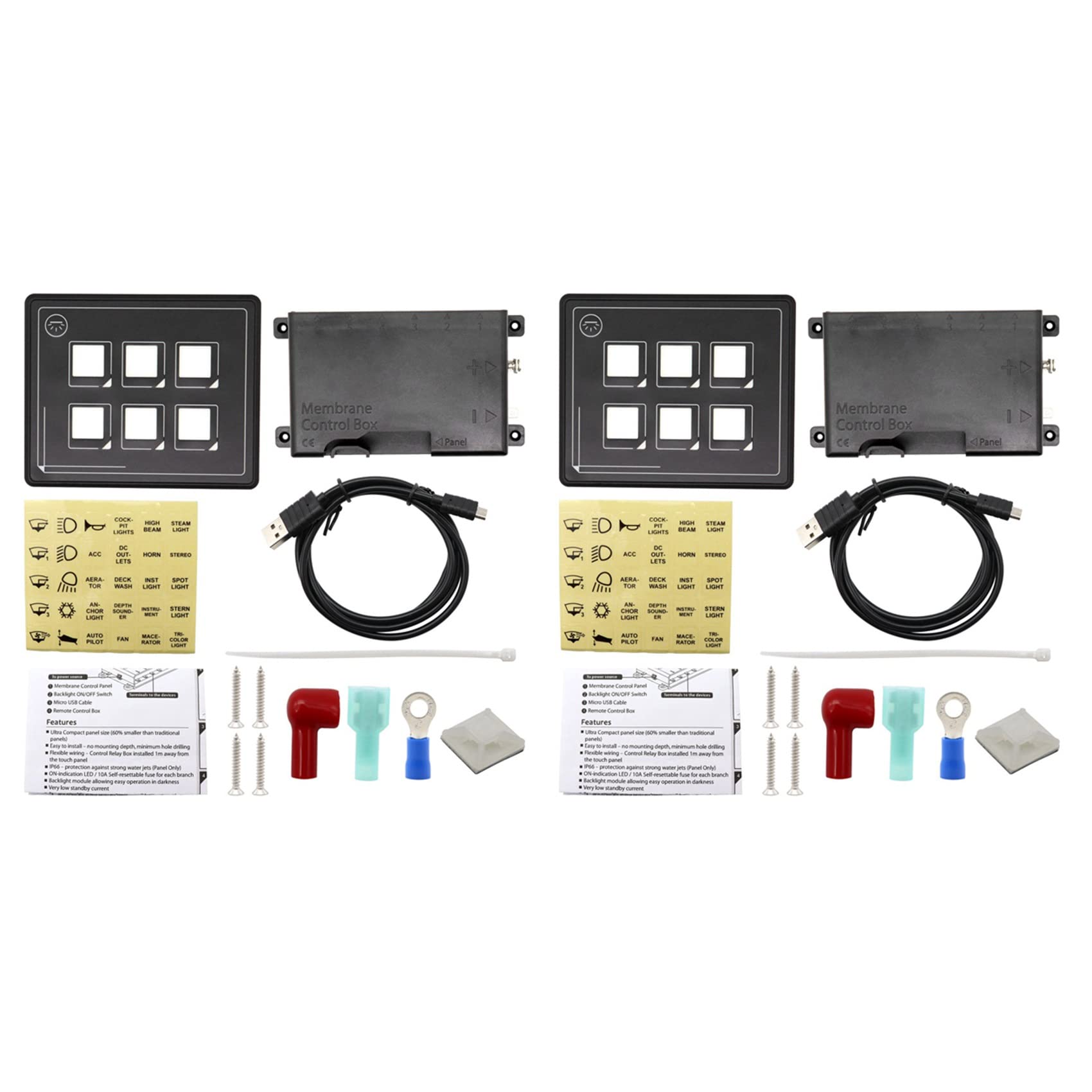 Tacell 2 x 6-in-1-Kontaktbildschirm-Schalter-Panel DC11–30 V, 6-Gang-LED, schmaler Kontakt-Bedienfeld, Box für Auto, Boot, Wohnwagen, Wohnmobil von Tacell