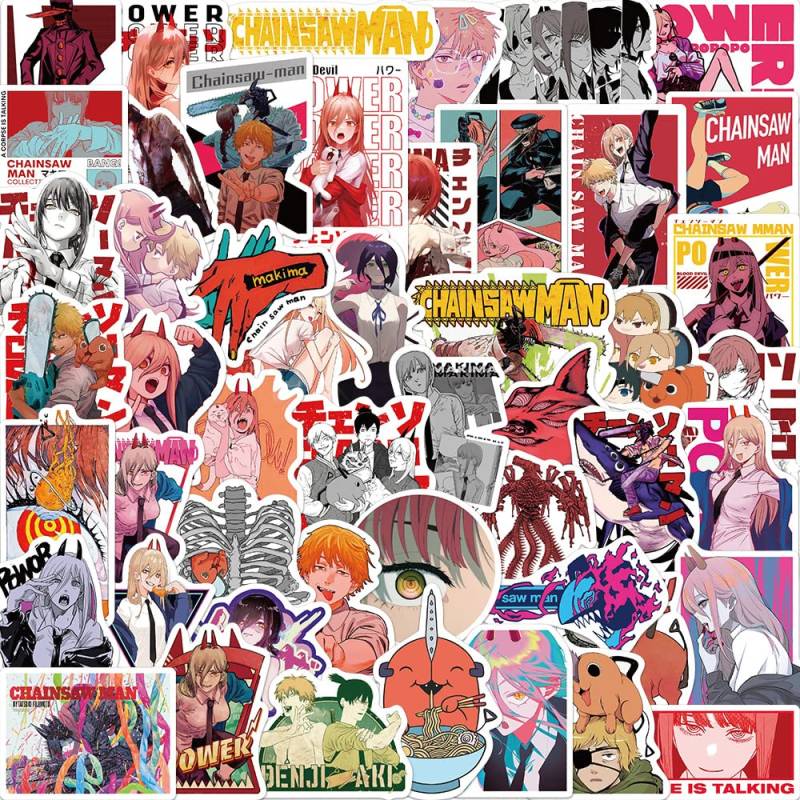 Anime Chainsaw Man Aufkleber Pack 50pcs für Wasserflaschen Laptop Skateboard Notebook, Geschenk für Erwachsene Kinder Teens von Tacomexi