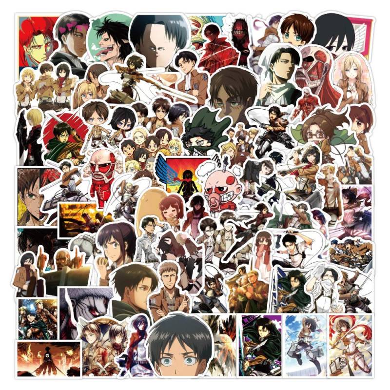 Attack on Titan Sticker Pack 100pcs, Vinyl Anime Sticker Decals für Wasserflaschen Laptop Skateboard Notebook, Geschenk für Erwachsene Kinder Teens von Tacomexi