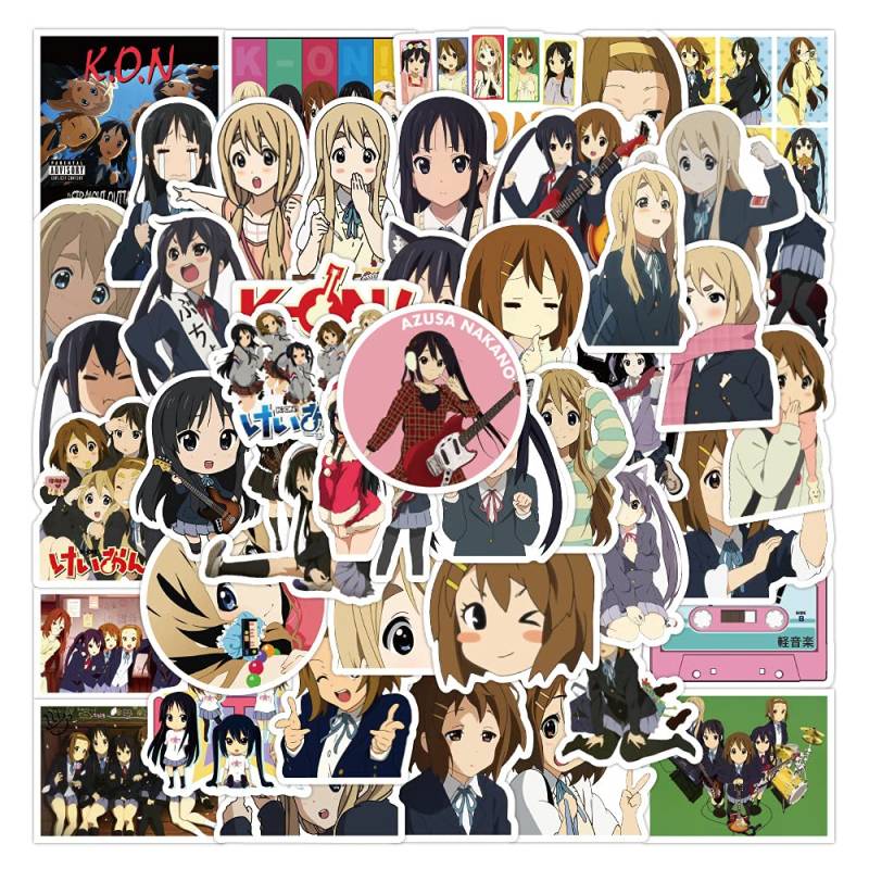 K-ON!! Sticker Pack 50pcs, Vinyl-Aufkleber für Wasserflaschen Laptop Skateboard Notebook, Geschenk für Erwachsene Kinder Teens von Tacomexi