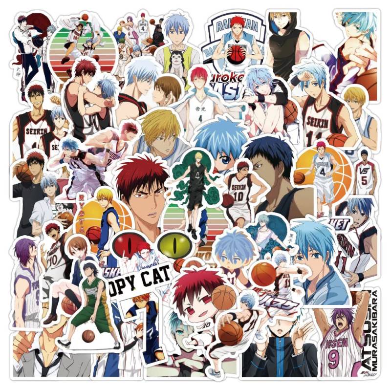 Kuroko's Basketball Aufkleber Pack 50 Stück, Vinyl Aufkleber für Wasserflaschen, Laptop, Skateboard, Notebook, Geschenk für Erwachsene, Kinder, Teenager von Tacomexi