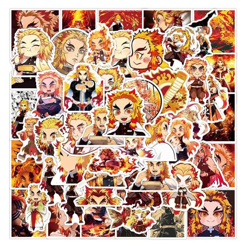 Rengoku Kyoujurou Sticker Pack 50 Stück, Vinyl Aufkleber für Wasserflaschen Laptop Skateboard Notebook, Geschenk für Erwachsene Kinder Teens von Tacomexi