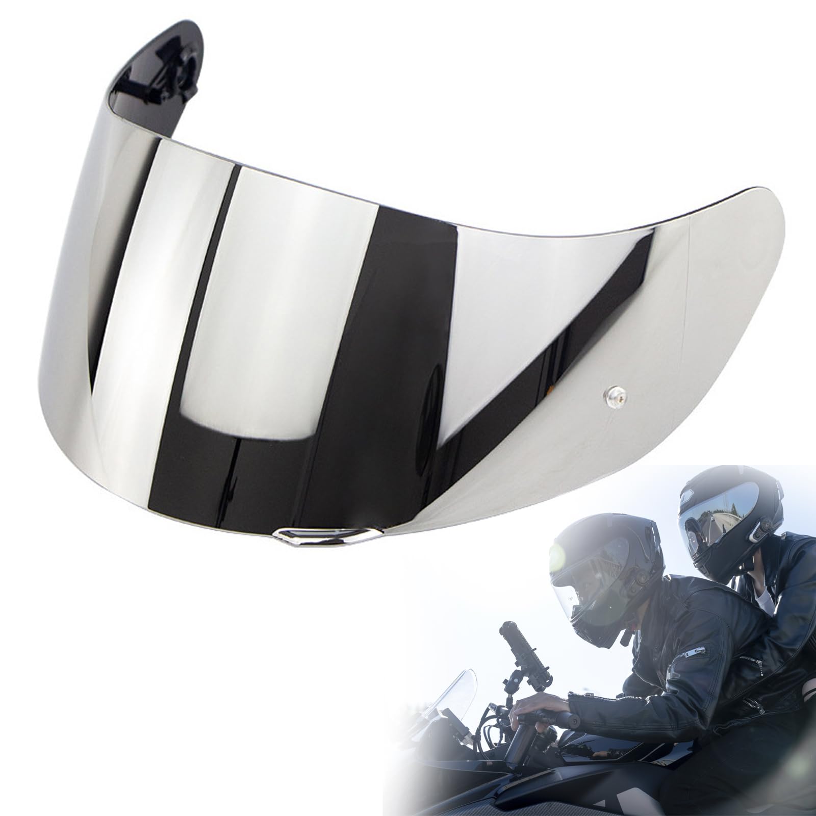 Tadpolez 1 Stücke Motorradhelm Visier, Helmlinsenvisier,Visier Motorrad Windschutz,Motorradhelm Visier Ersatz Fit,Vollgesichts Motorradhelm Visier,fürAgv K1 K3SV K5 Visier(Silber) von Tadpolez