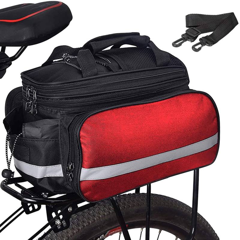 Taeku Gepäckträgertasche, Multifunction Fahrradtasche 27L wasserdichte Fahrrad Seitentasche Groß Satteltasche Reißfest Fahrrad Tasche mit Regen Abdeckung (Rot) von Taeku