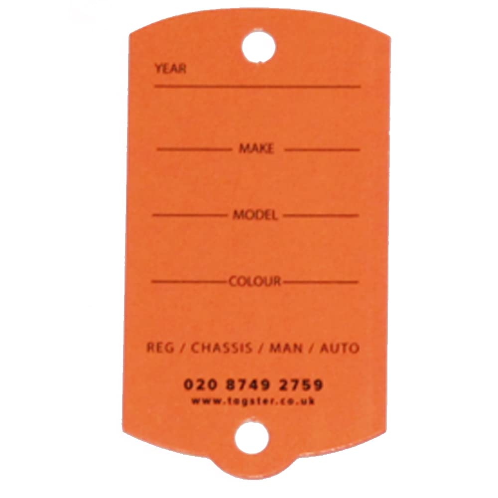 Schlüsselanhänger - Biologisch abbaubarer Karton Schlüsselanhänger für Fahrzeuge (200) mit Metallringen - Orange von Tagster