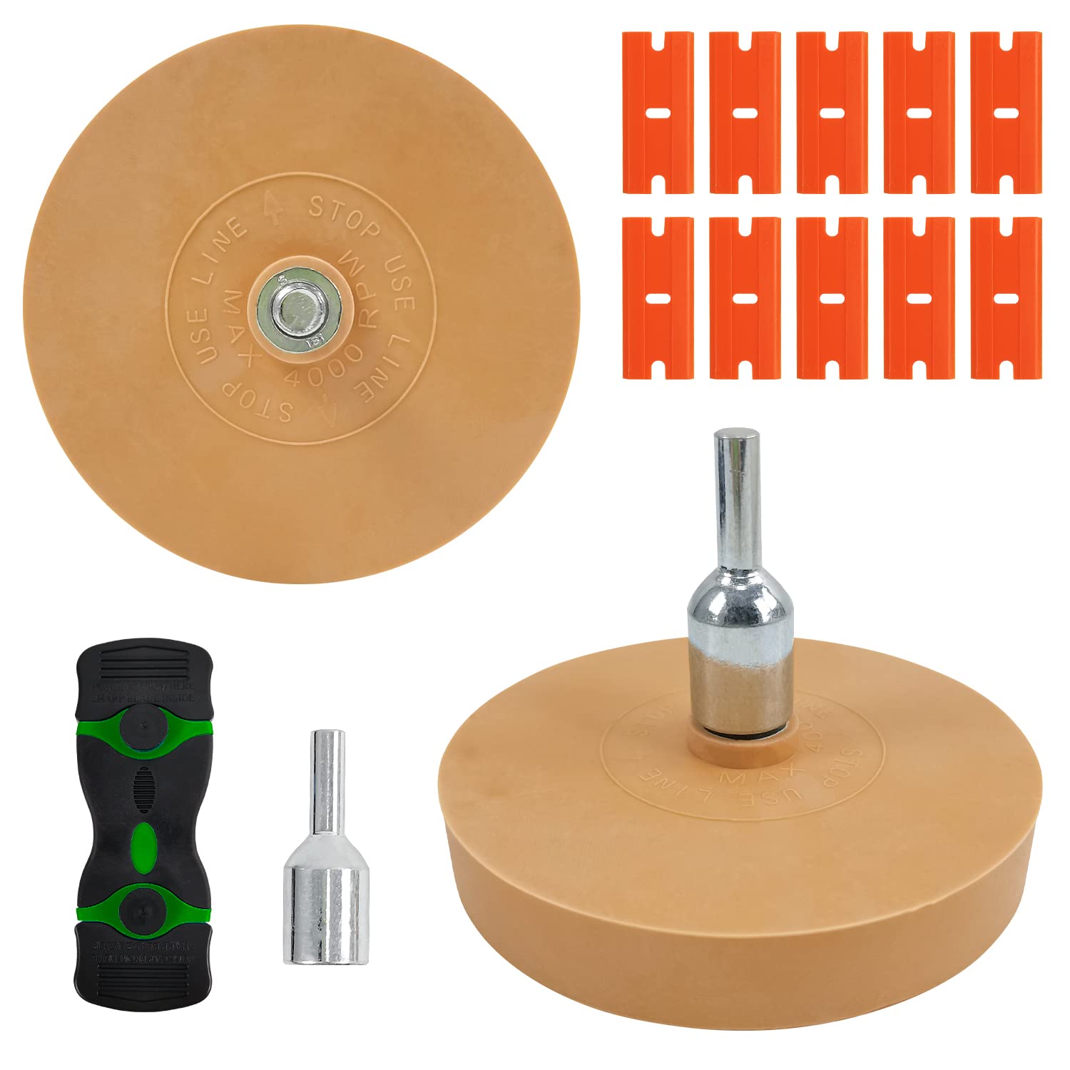 Taipintee 2 Stücke Folienradierer mit Adapter 100mm, Zierfolien, Zierstreifen Aufkleber, inkl 1 Metall Entfernungswerkzeug und 10 Kunststoffwerkzeuge, zum Reinigen von Autos (100mm) von Taipintee