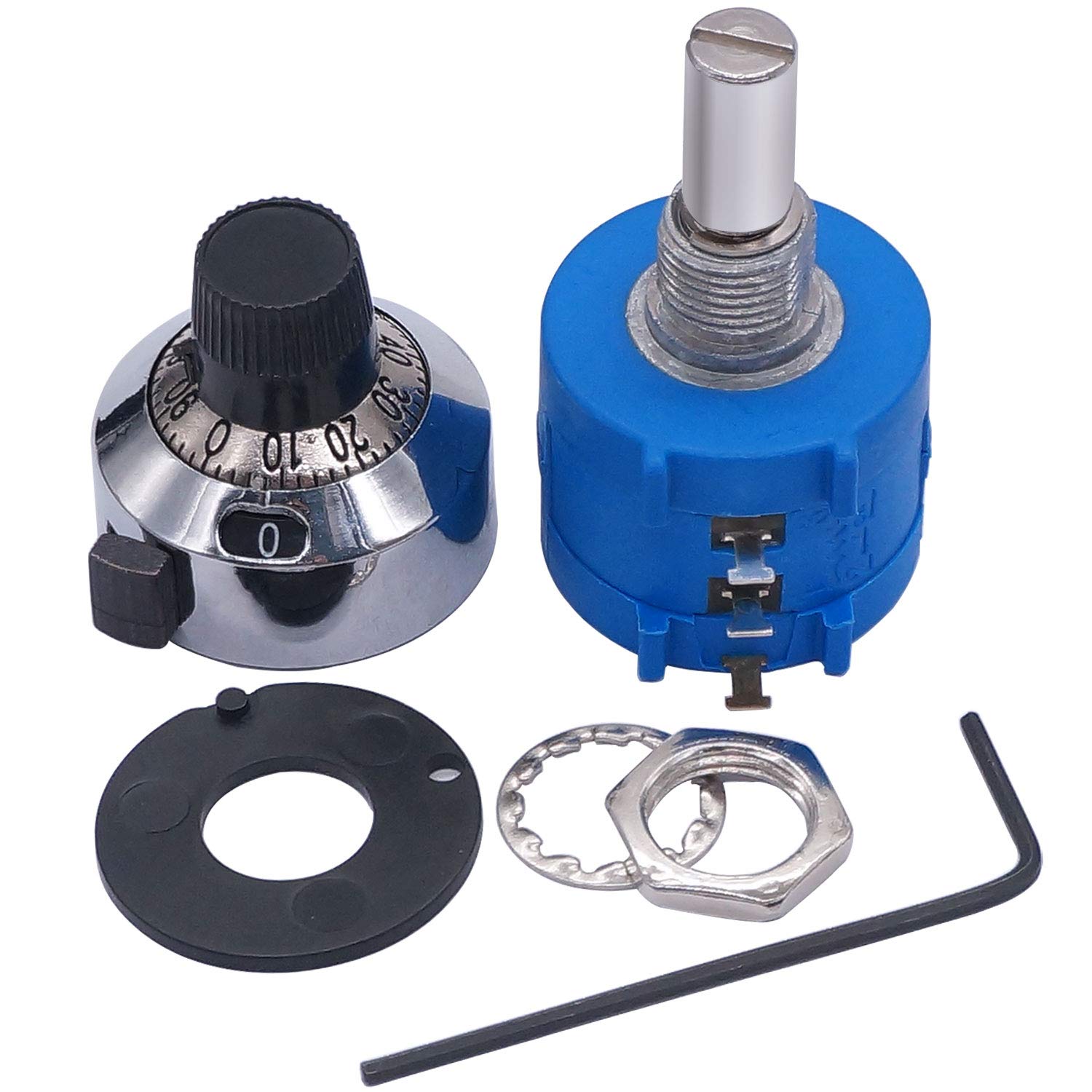 Taiss/ 1k Ohm Potentiometer 3590S-2-102L 10-Gang-Drahtwicklung Präzisionspotentiometer, mit einstellbarer Widerstandszählknopf von Taiss