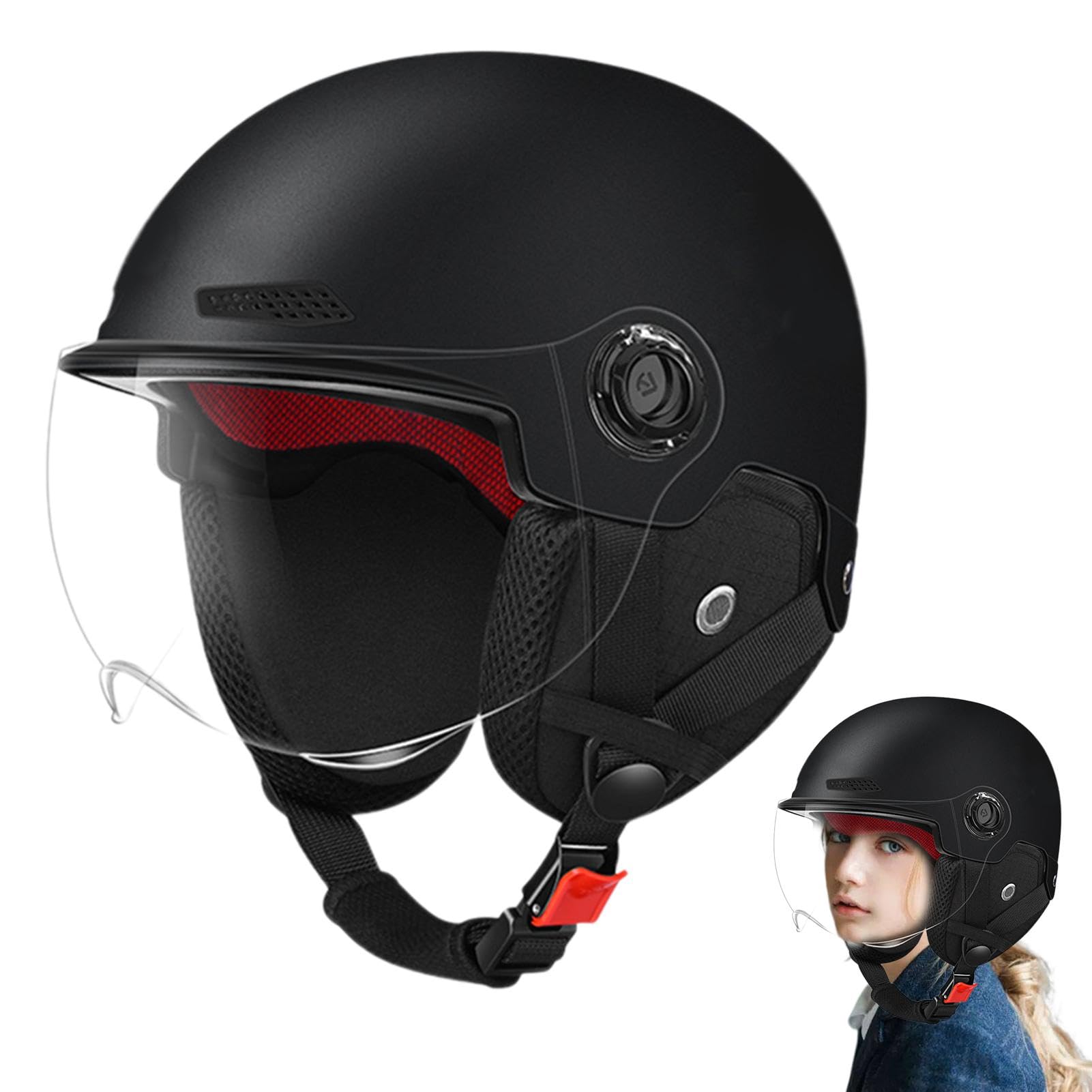 Takluu Motorrad-Schutzhelm, Elektroroller-Sicherheitshut,Unisex Fahrrad-Schutzhelm - Motorradausrüstung mit aerodynamischem Design für Outdoor-Abenteuer, Lange Fahrten und Pendeln in der Stadt von Takluu