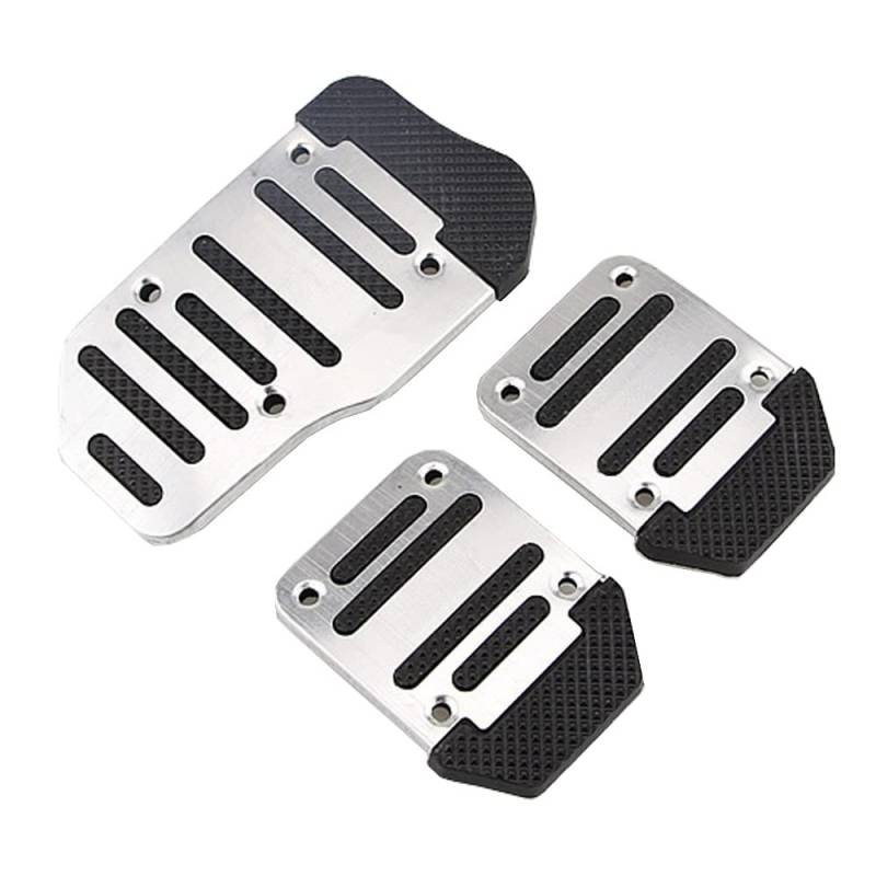 Auto Pedal Set Aluminium Anti Rutsch Auto Gaspedal und Brems Pedal abdeckung (Silber) von TangDao