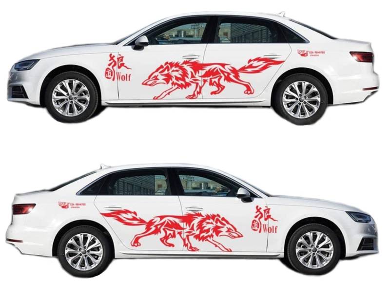 TangDao Auto Aufkleber Wolf Totem Personalisierte modifizierte Körper Sticker ganze Auto Aufkleber 63 Zoll (Rot) von TangDao