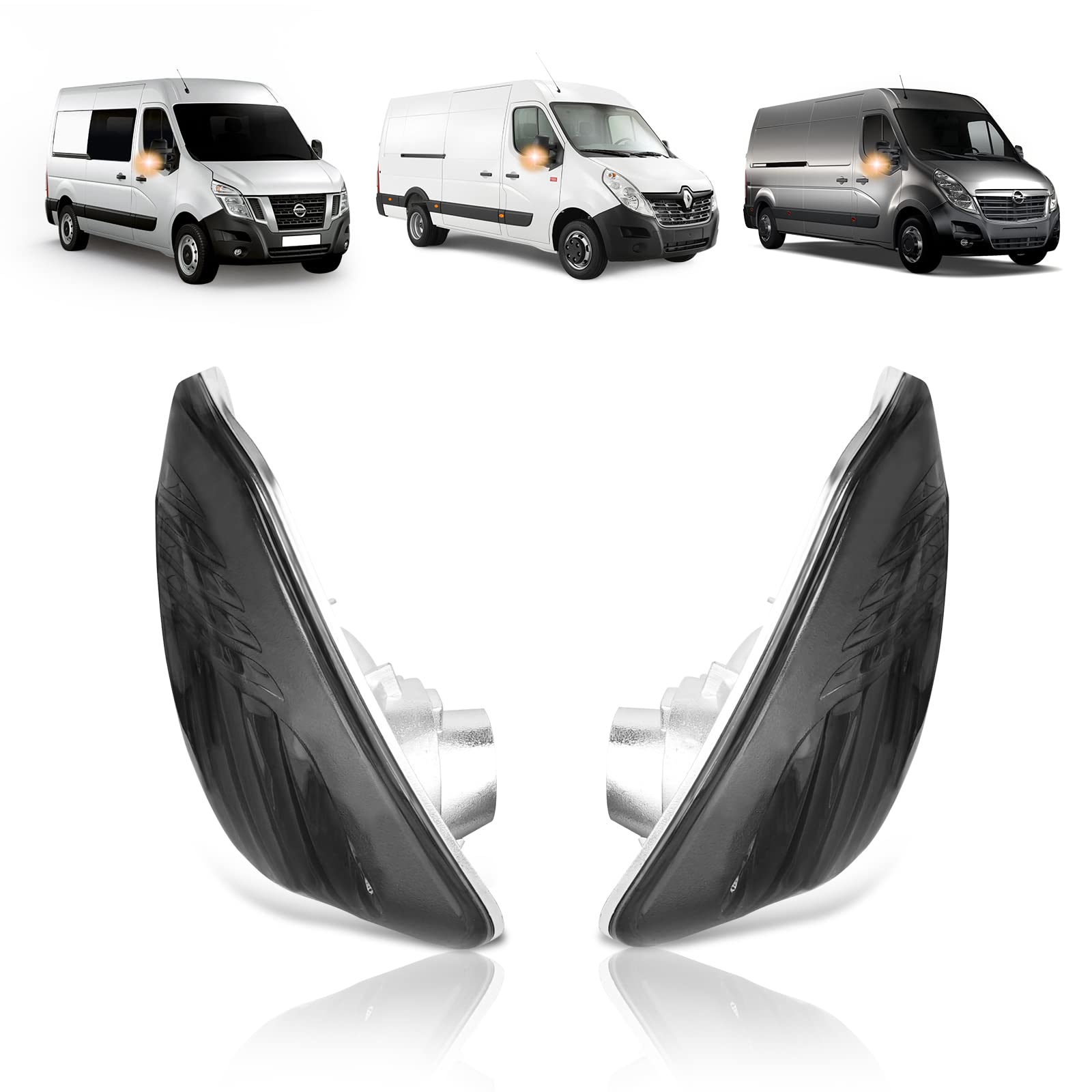 TangMiGe Blinker für Citroen Renault Master 3 III (EV/FV/HV/JV/UV) 02/2010-UP, Nissan NV400 11/2011-UP, OPEL Movano B (X62) 05/2010-UP, 1 Paar Smoke, Spiegel Blinker Seitenblinker Blinkleuchte von TangMiGe