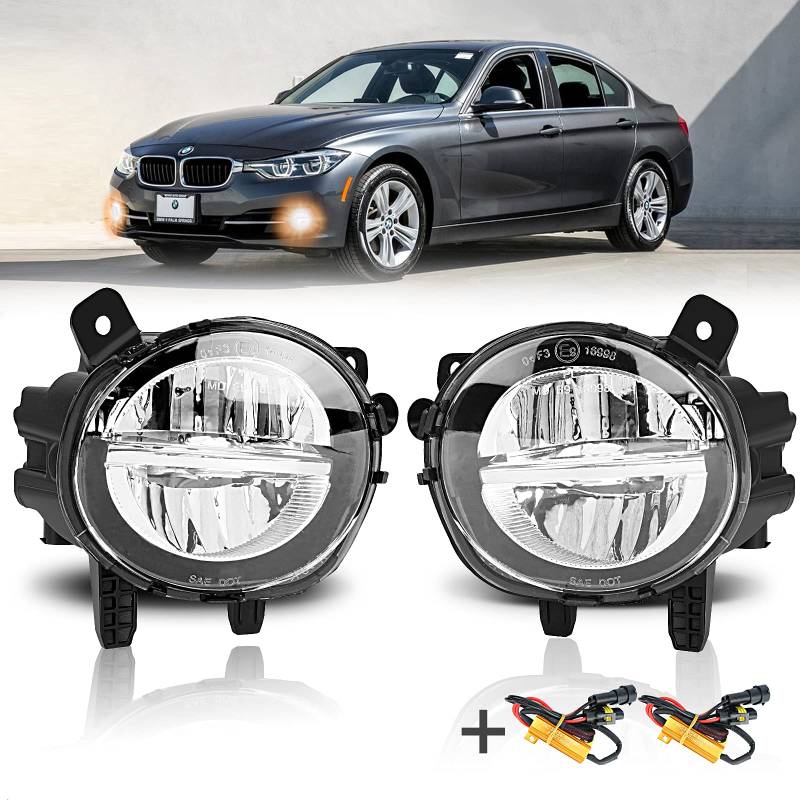 TangMiGe Nebelscheinwerfer Kompatibel mit BMW F20 F21 F30 F31 F32 F33 F34 F36, 1er 3er 4er Gran Turismo Coupe, 2015 - UP, LED Glühbirnen, mit Kabelbaum, 1 Paar, Klar Objektiv von TangMiGe