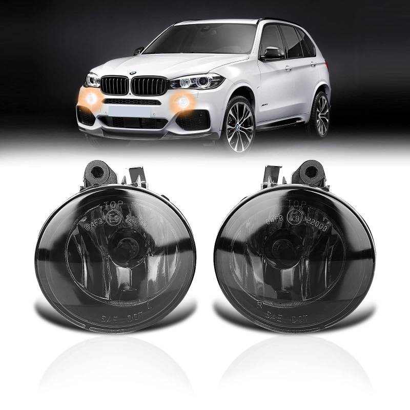 TangMiGe Nebelscheinwerfer Kompatibel mit BMW X1 X2 X3 X4 X5 X6 (F48 F39 F25 F26 F15 F16), 2010-2019, nicht in Kombination mit adaptiven Scheinwerfern verwendet, 1 Paar (Schwarz Smoke) von TangMiGe