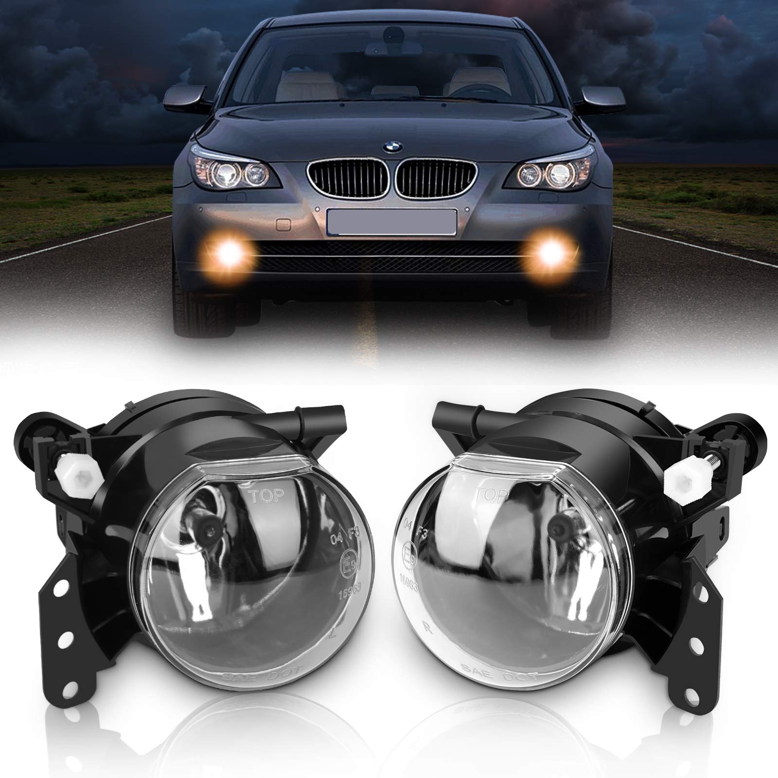 TangMiGe Nebelscheinwerfer für BMW (E90 E91 E46 E60 E61 E63 E64 E83) 3er 5er 6er X3, 01/2003-12/2012, HB4, 1 Paar, Klar Objektiv von TangMiGe