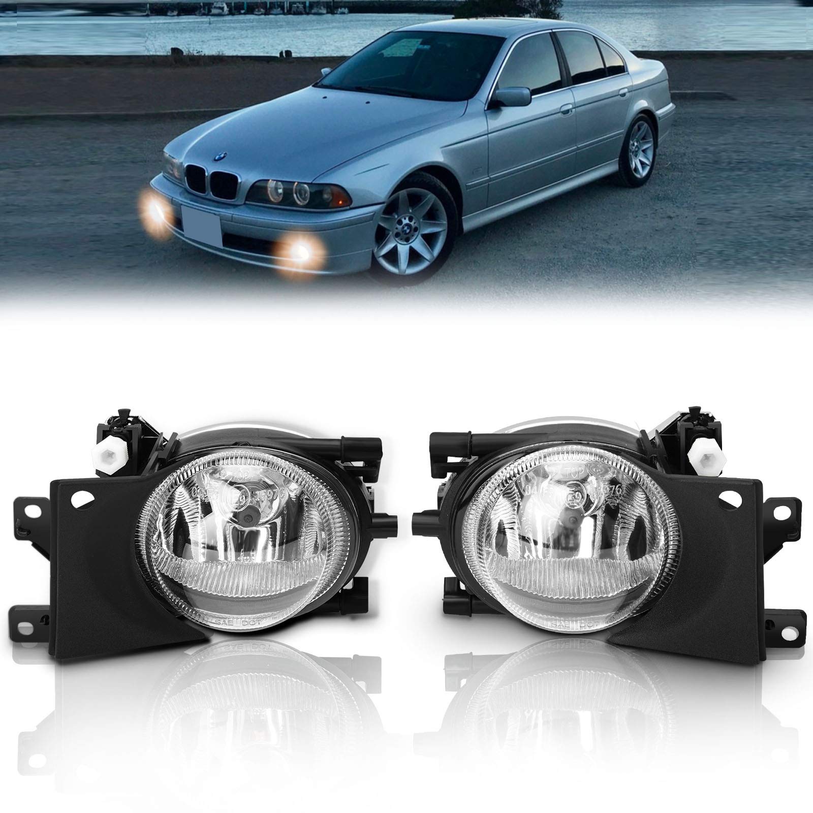 TangMiGe Nebelscheinwerfer für BMW E39 5er, (525i 530i 540i), 09/2000-06/2004, H8 12V 35W, 1 Paar, Klar Objektiv von TangMiGe