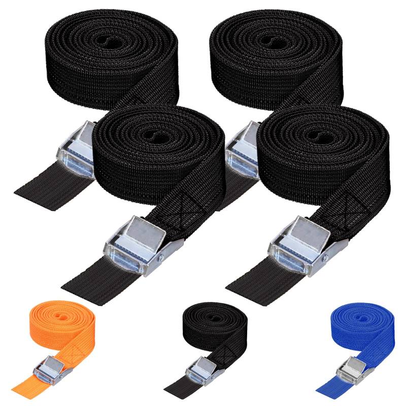 Tanstic 4Pcs Lashing Straps, 1 inch x 10 ft Tie Down Straps with Buckles, Adjustable Cam Buckle Straps Heavy Duty Secure Straps up to 600lbs (Black) von Tanstic