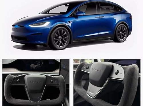 Lenkradbezug, Universal 15 Zoll, atmungsaktives Technologiegewebe, für New Tesla Model X/S, Dünn Wildleder Lenkradhülle mit Weichem Alcantara Touch, Anti-Rutsch & Sport,A-Model X von TaoieWkolt