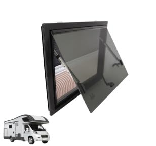 Wohnwagenfenster, Ausstellfenster, Seitenfenster für RV Wohnwagen Kastenwagen Van Camper, Push Fenster 650*500mm mit Fliegengitter, Klappfenster Sichtschutz von Taozhiyy