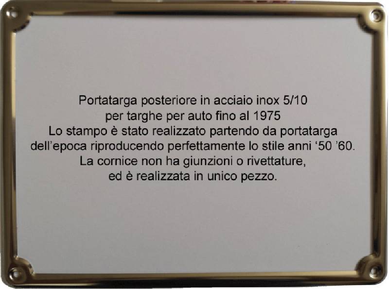 Kennzeichenhalter Rahmen hinten aus Edelstahl für Kennzeichen bis 1975 von Targhe Storiche srl