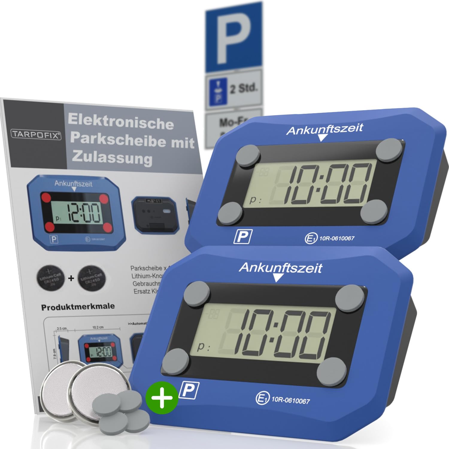 Tarpofix® 2X Elektronische Parkscheibe mit Zulassung | Digitale Parkscheibe mit Zulassung nach StVO | Parkuhr elektronisch mit Zulassung | Automatische Parkscheibe zugelassen | Parkscheiben fürs Auto von Tarpofix