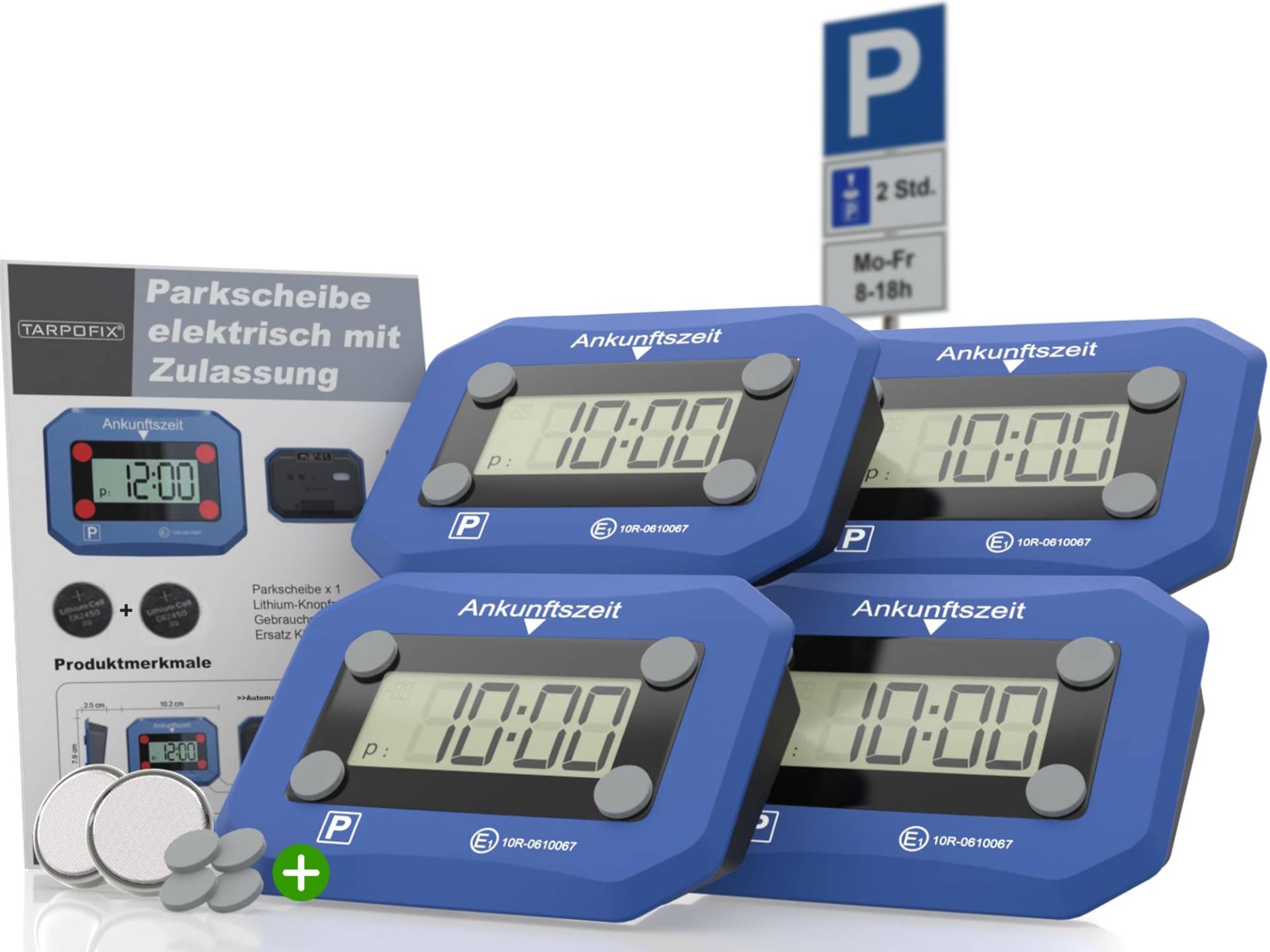 Tarpofix® 4X Parkuhr elektronisch mit Zulassung nach StVO | Parkscheibe elektrisch mit Zulassung | Elektronische Parkscheibe mit Zulassung | Parkuhr automatisch mit Zulassung | Auto Zubehör Innenraum von Tarpofix