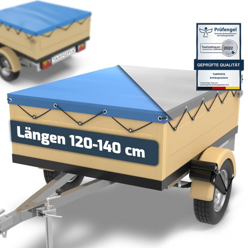 Tarpofix® Anhänger Plane 140x105 cm inkl. Planenseil | Anhängerplane Flachplane aus PVC PLANENMATERIAL | Verstärkte HP400 Anhänger Plane für DDR PKW Hänger | Abdeckplane Anhänger Abdeckung | Grau von Tarpofix