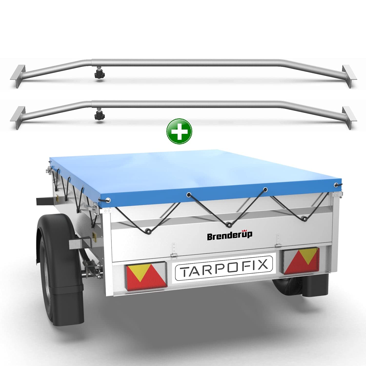 Tarpofix® Anhängerplane 150x100 cm + 2x Planenbügel | Anhänger Plane Flachplane aus PVC PLANENMATERIAL | Verstärkte Brenderup Anhänger Plane für DDR PKW Hänger | Abdeckplane + Flachplanenbügel von Tarpofix