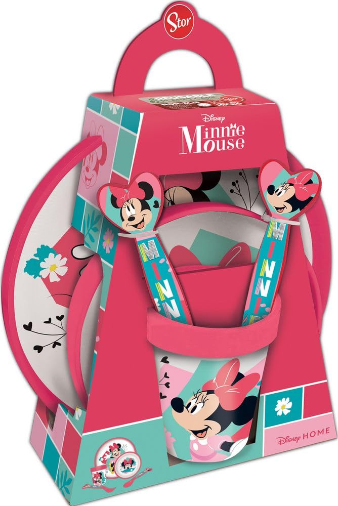 Disney Brei Set 5 Stück rosa und weiß Kunststoff Minnie Maus Teller Besteck von TataWay in viaggio si cresce