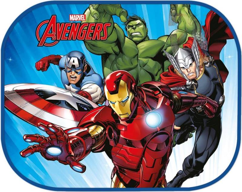 TataWay - Marvel Avengers Seitenmarkise | UV-Schutz Autovorhänge 44 x 35 cm | Superhelden Iron Man, Thor, Hulk, Captain America | Saugnapf Befestigung, Polyester von TataWay in viaggio si cresce