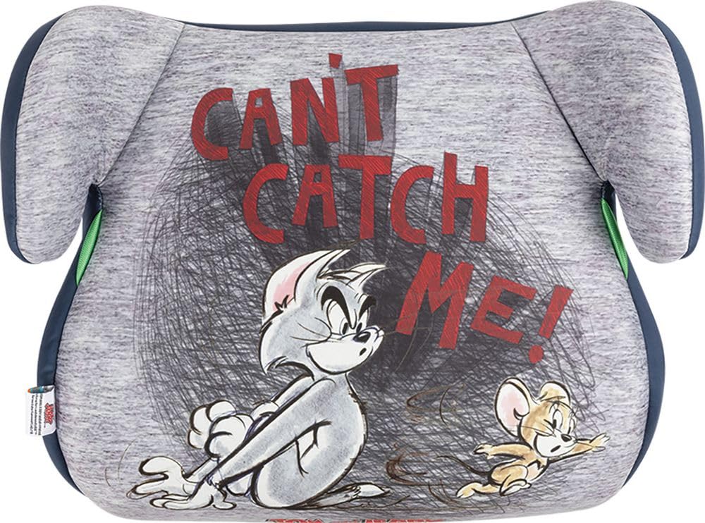 Warner Bros Tom & Jerry KindSitzerhöhung i-Size ECE R129. Autokindersitz für Sicherheit von Kindern Körpergröße 125-150 cm. Sitzerhöhung mit Grafiken von Tom und Jerry, Sitz auf grau Hintergrund. von TataWay in viaggio si cresce