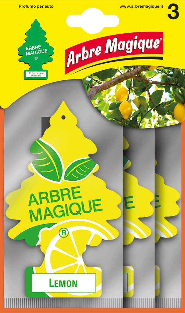 Arbre Magique, Auto-Duft, Duft Zitrone, frischer und fruchtiger Duft, Lebensdauer bis zu 7 Wochen, Made in Italy, Mehrfachverpackung mit 3 Stück von Arbre Magique