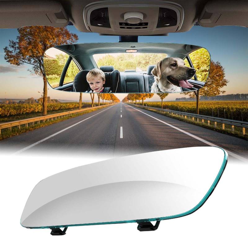 Auto Rückspiegel, 11,81 Zoll Universal Auto Panorama Rückspiegel, Auto Innenspiegel Weitwinkel – Konvex – für Autos, SUVs, LKWs 300 x 83mm (Weiß) von Tawveml