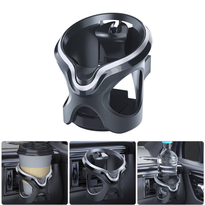 Universal KFZ Auto Getränkehalter Cupholder Dosenhalter Auto Lüftungshalterung, Flaschenhalter für Auto Aschenbecher, Kaffeebecher und Getränkedose mit Flexibler Befestigung max. Ø76mm (Silbergrau) von Tawveml