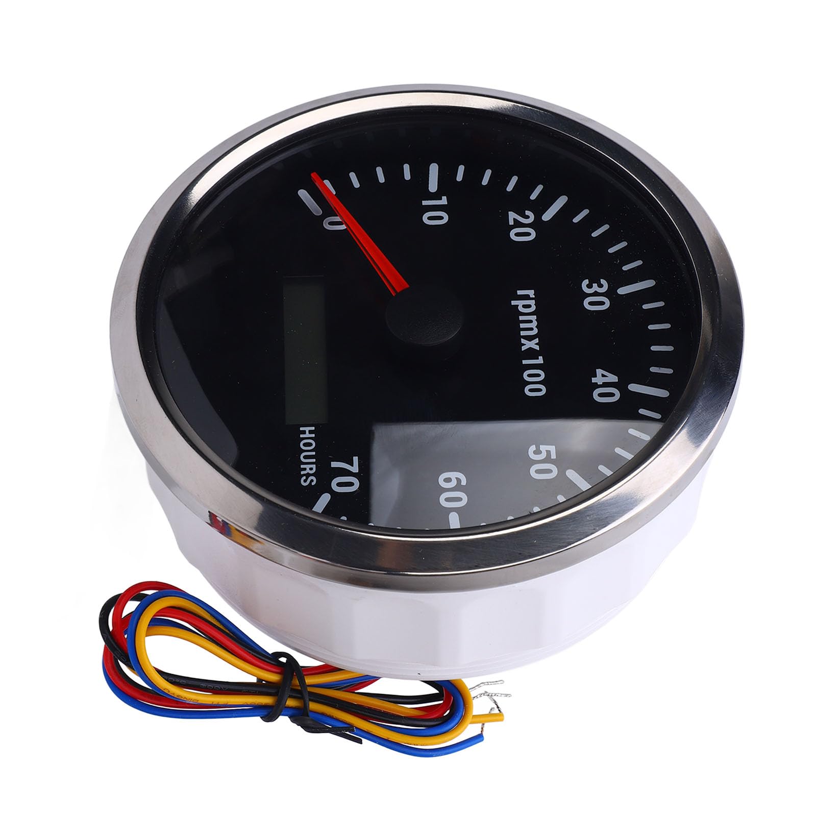 110 Mm 438in Tachometer 7 Farb Hintergrundbeleuchtung DC 932V 7000 U/Min Stunde Messgerätauto Yacht RV Boat Truck (Schwarzes Zifferblatt Silberzel CXA009) von Tbest