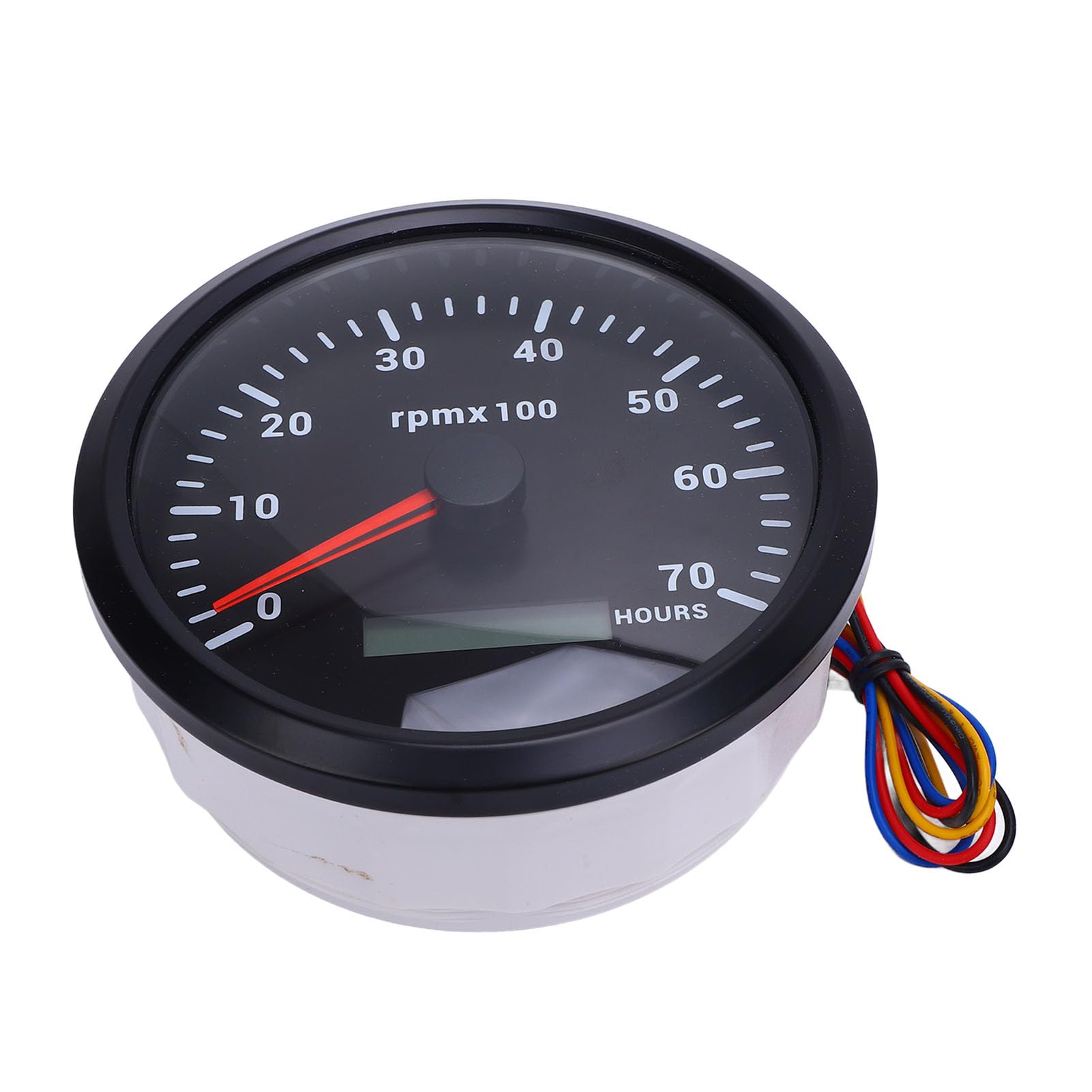 110 Mm 438in Tachometer 7 Farb Hintergrundbeleuchtung DC 932V 7000 U/Min Stunde Messgerätauto Yacht RV Boat Truck (Schwarzes Zifferblatt schwarzer Lünette CXA009B) von Tbest