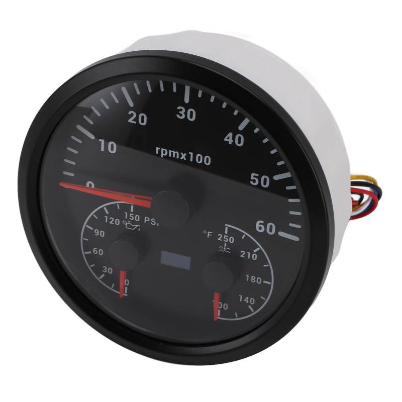 110 Mm Tachometer DC 9 Bis 32 V 6000 U/Min 0 Bis 150psi Gauge für LKW -Boots -RV (Schwarzes Zifferblatt schwarzer Lünette CXA083B) von Tbest