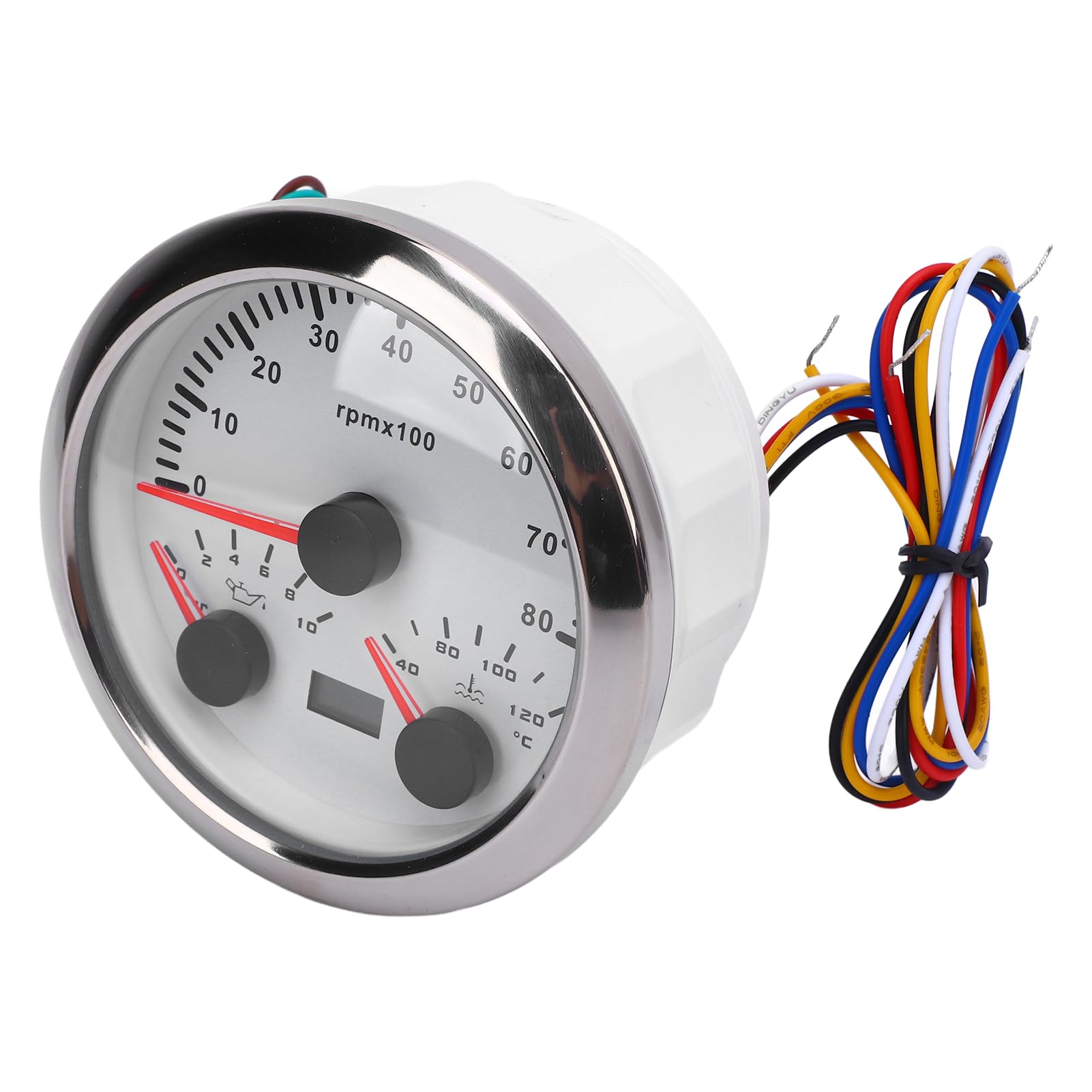 3 in 1 85 Mm Tachometer 8000 U/Min Multifunktionsanzeige für Auto -LKW -Boot (Weißes Zifferblatt Silberlünette CX8290) von Tbest