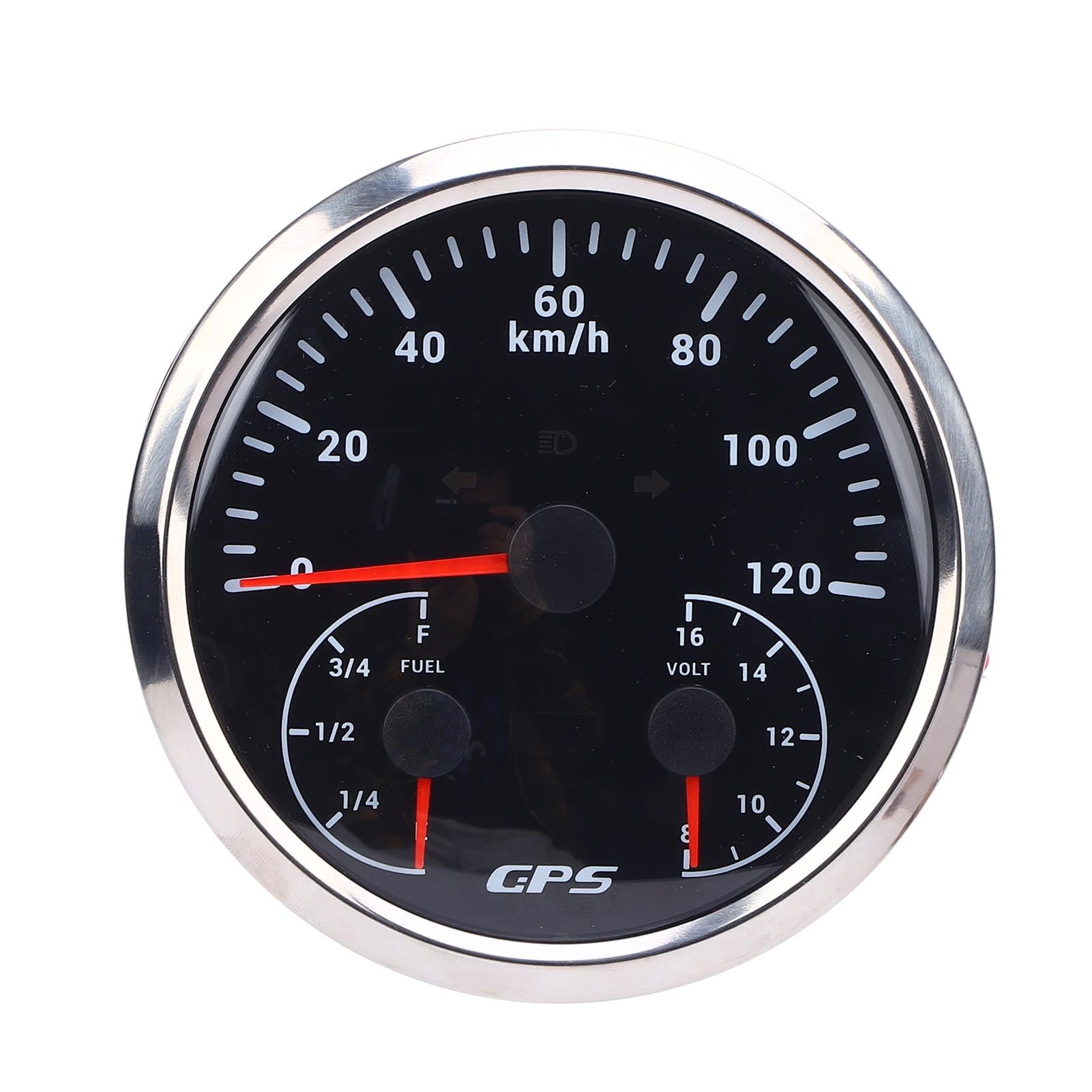 3 in 1 GPS -Tachometer 120 Km/H Kabelmesser Spannungsmesser Kraftstoffspiegelmesser für RVS -Yachts -LKWs (Schwarzes Zifferblatt Silberzel CXA089) von Tbest