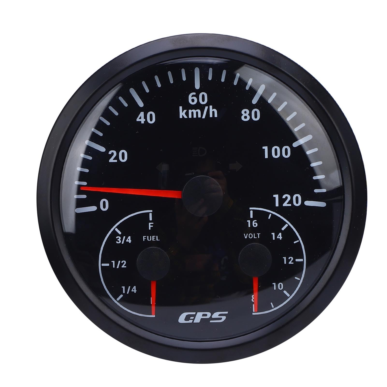 3 in 1 GPS -Tachometer 120 Km/H Kabelmesser Spannungsmesser Kraftstoffspiegelmesser für RVS -Yachts -LKWs (Schwarzes Zifferblatt schwarzer Lünette CXA089B) von Tbest