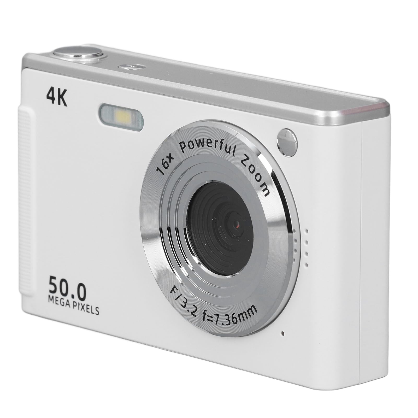 4K-Digitalkamera, 16-facher Zoom, Anti-Shake-Autofokus, Kompaktkamera für Fotografiestudenten (WHITE) von Tbest