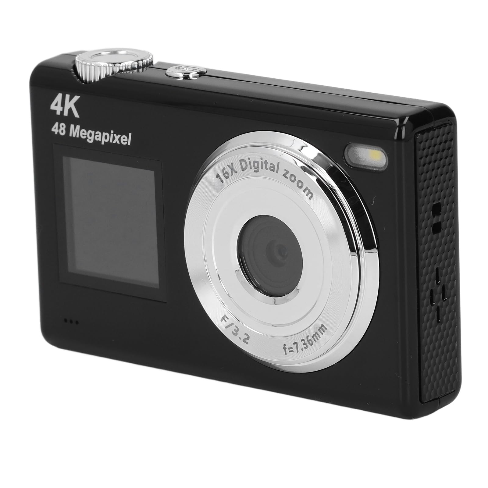 4K-Digitalkamera, Autofokus, 48 ​​MP-Videokamera, 16-facher Digitalzoom, Tragbare Kompakte Point-Shoot-Kamera, Dual-Screen-Schönheitsfilter für Studenten auf Reisen (BLACK) von Tbest