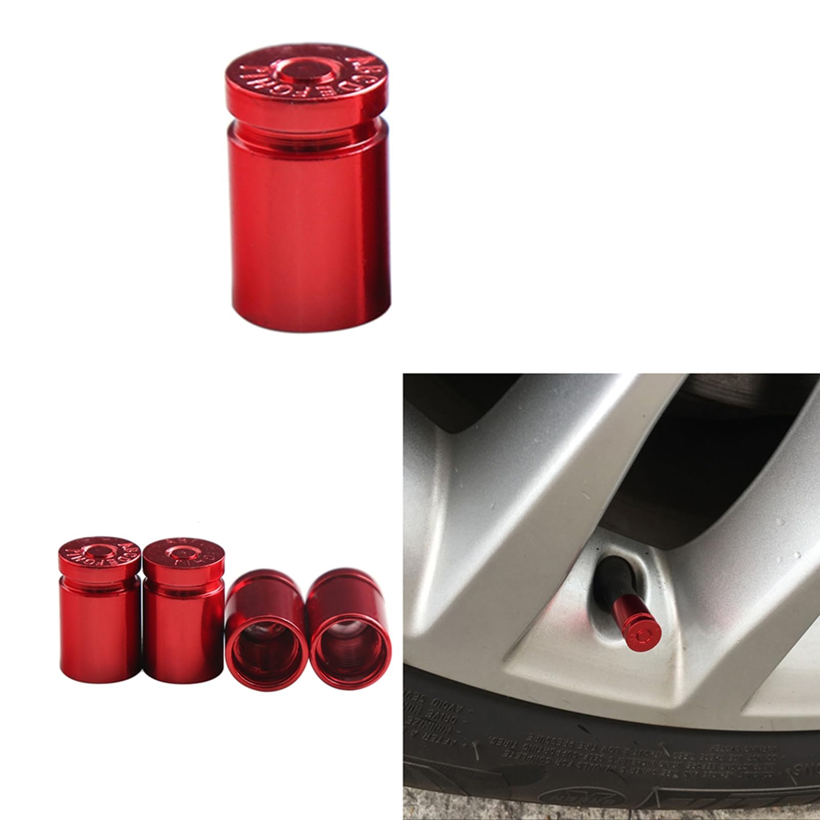 4pcs Reifenventilstamm Abdeckkappen Aluminium Autoradluftdruckventil Kappe Staubkappe für Automobilmotorräder Fahrradfahrräder (Rot) von Tbest