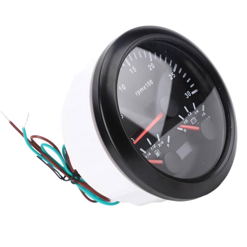 85 Mm 3 in 1 Tachometer Tachometer Voltmeter 7 Farben Hintergrundbeleuchtung Kraftstoffspiegelmesser für RV -Yacht -LKW (Schwarzes Zifferblatt schwarzer Lünette CX8291B) von Tbest