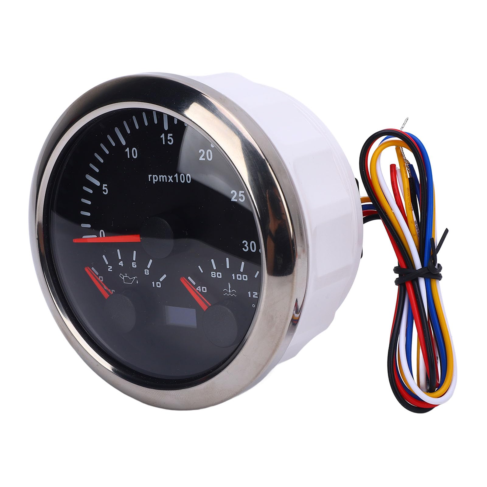 85 Mm 3000 U/Min Tachometer Multifunktionaler Öldruckwassertemperatur mit Stundenmesser für RV -Yacht -LKW (Schwarzes Zifferblatt Silberzel CX8281) von Tbest