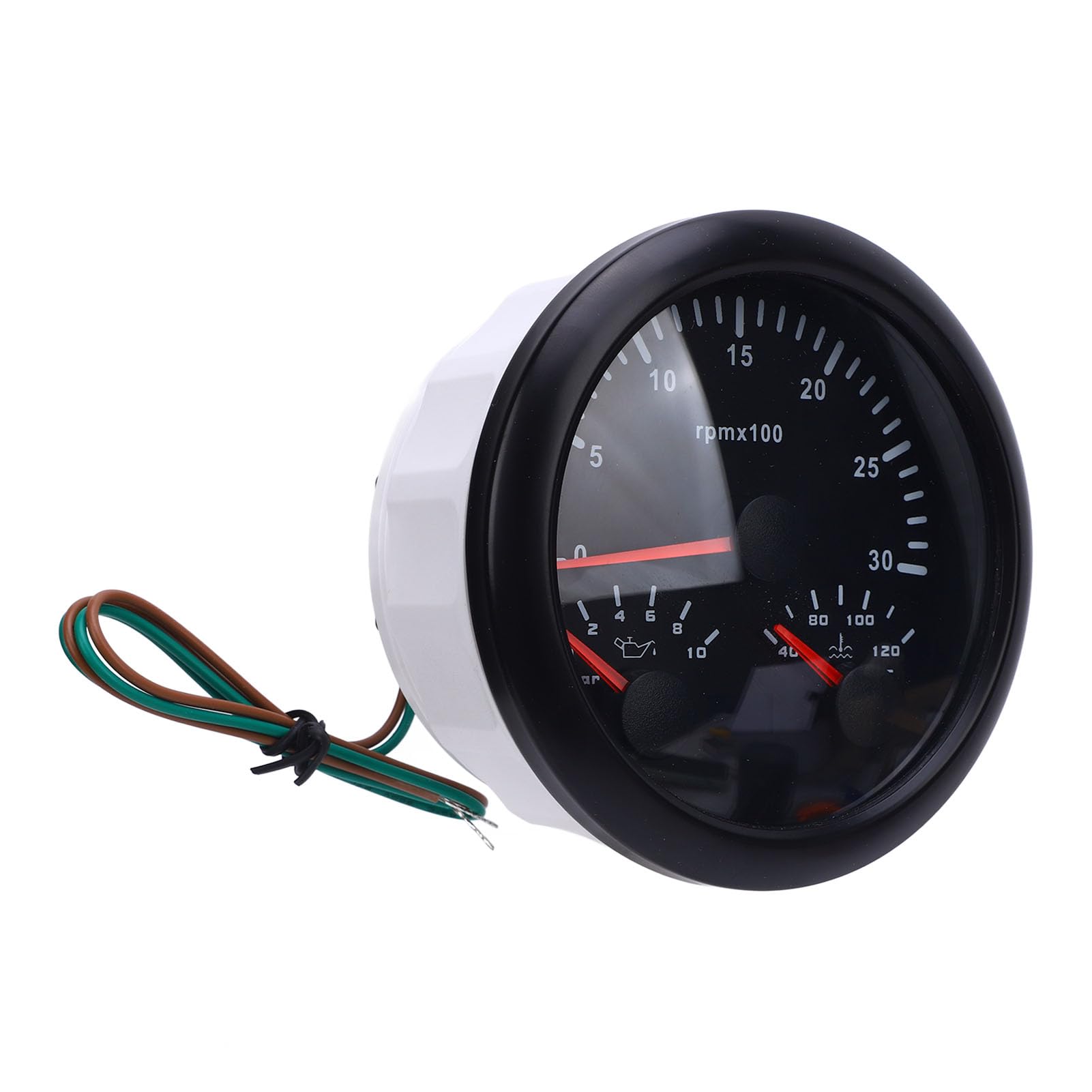 85 Mm 3000 U/Min Tachometer Multifunktionaler Öldruckwassertemperatur mit Stundenmesser für RV -Yacht -LKW (Schwarzes Zifferblatt schwarzer Lünette CX8281B) von Tbest