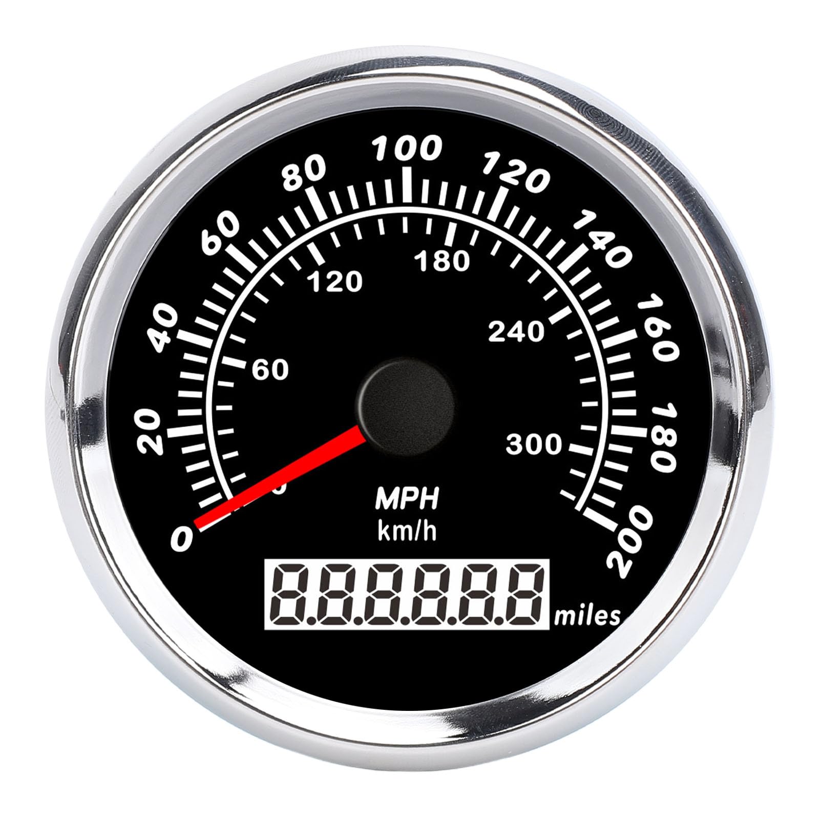 85 Mm Boot-Tachometer, Schrittmotor, 7-farbige Hintergrundbeleuchtung, Roter Zeiger, 200 MPH, Wasserdichter Geschwindigkeitsmesser, Yacht, Wohnmobil, LKW, Motorrad von Tbest